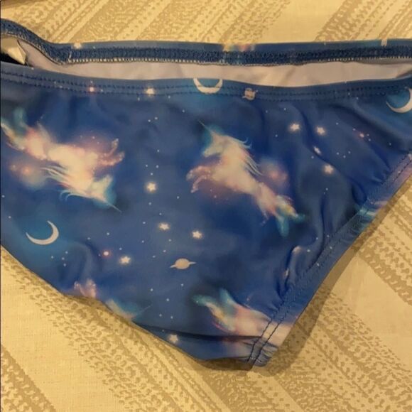 Cruz Girls Blue Unicorn, Moon & Star Two Piece Tankini, Size 6 - Picture 5 of 6